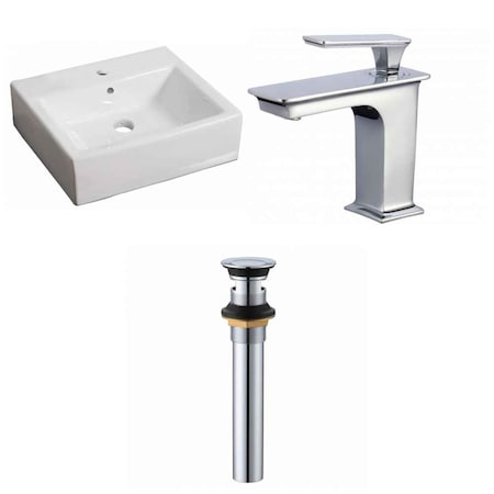 American Imaginations 21-in. W Wall Mount White Vessel Set For 1 Hole Center Faucet AI-33975